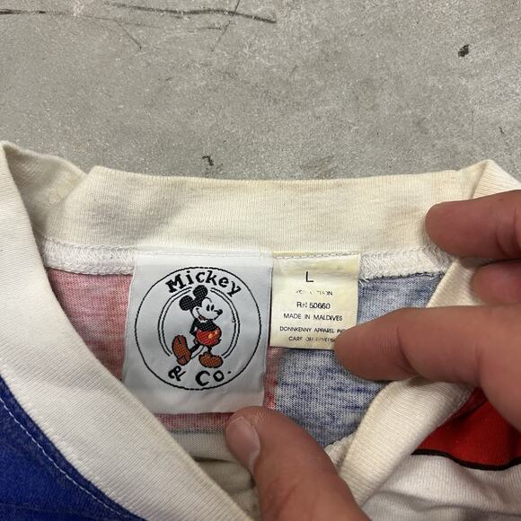 Rare VTG Mickey Mouse Mount Rushmore USA Flag Star Stripes All Over T Shirt 90s - Picture 6 of 7